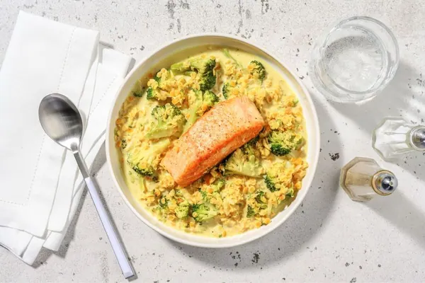 Curry bowl de saumon et lentilles corail au Thermomix