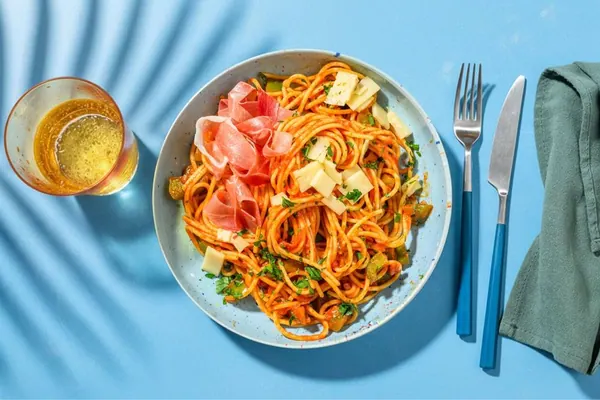Spaghetti aux poivrons et prosciutto crudo au Magimix Cook Expert